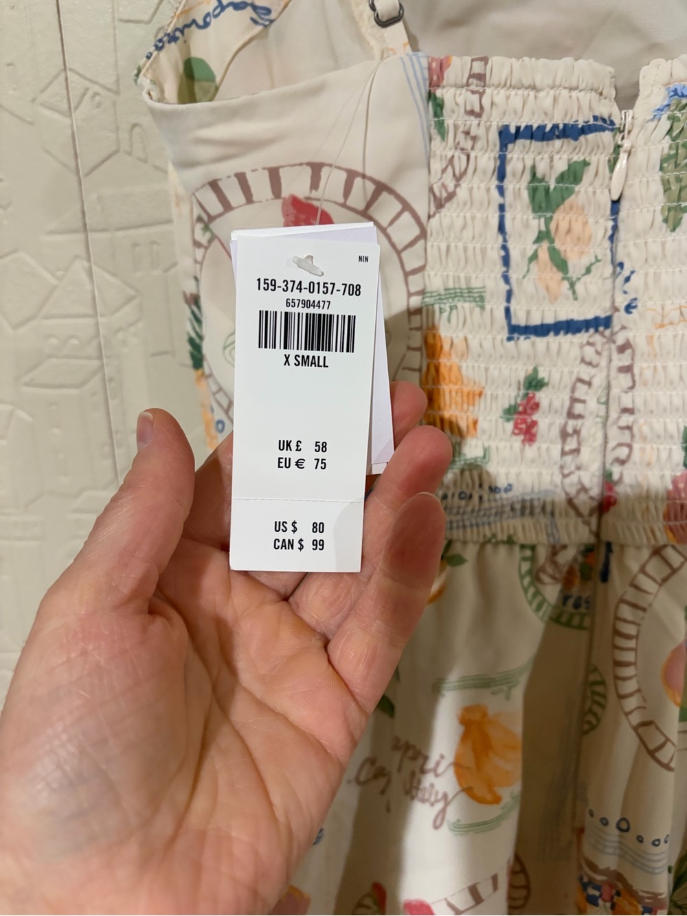 Abercrombie & Fitch Cream Mini Dress with Orange & Green Fruit Print - Picture 3 of 3